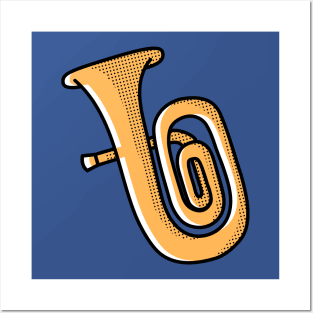 Retro Tuba Drawing Posters and Art